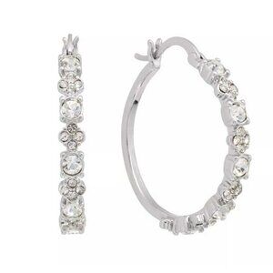 CZ Pave Clover Crystal Hoop Earrings 1.25 In.   (22)
